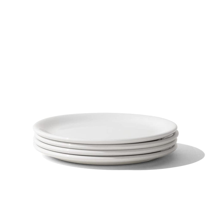 Made In Cookware - Set of 4 - Bread and Butter Plates - White With Black Rim - Porcelain England