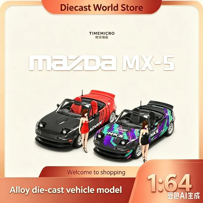 Mazda MX5 ADVAN and HKS TM 1:64 Collectible Display Items, Gifts, Realistic Alloy Car Models.