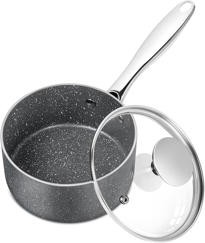 MICHELANGELO Nonstick Sauce Pan with Lid 1QT, 2QT & 3QT, Cooking Pots Set