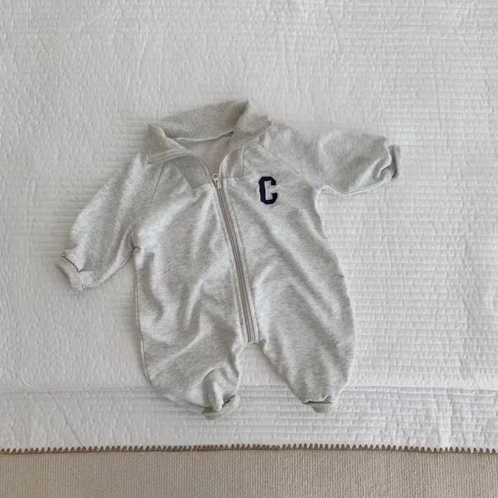 MILANCEL Autumn Baby Clothes Letter Print Boys Rompers Front Zipper Infant Boys Jumpsuits Toddler Outfit