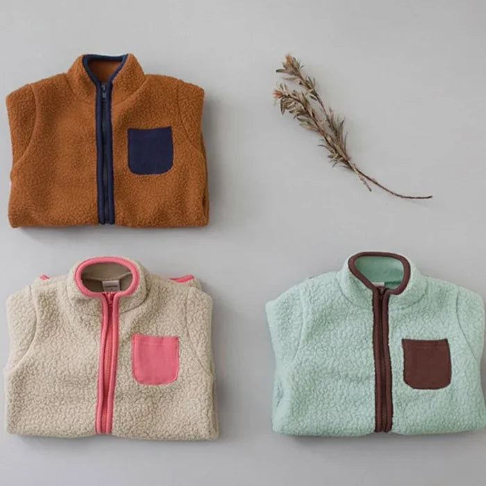 MILANCEL Spring Autumn Newborn Baby Romper Infant Warm Lamb Fleece Patchwork Jumpsuit Toddler Outwear
