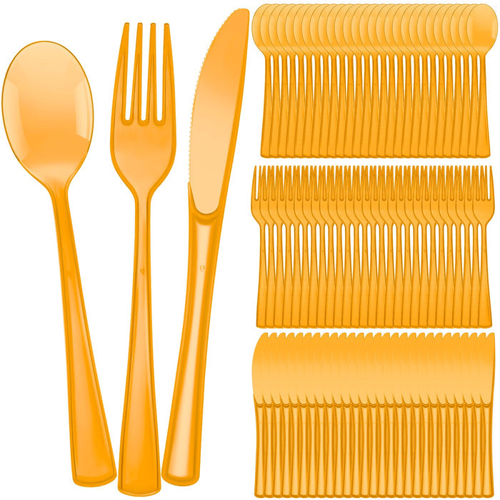Minatee 150 Pcs Purple Disposable Cutlery Set, Plastic Silverware Set