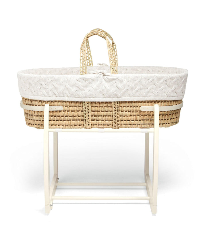 Mamas & Papas Moses Basket Bedding Moses Basket - White Cable Knit