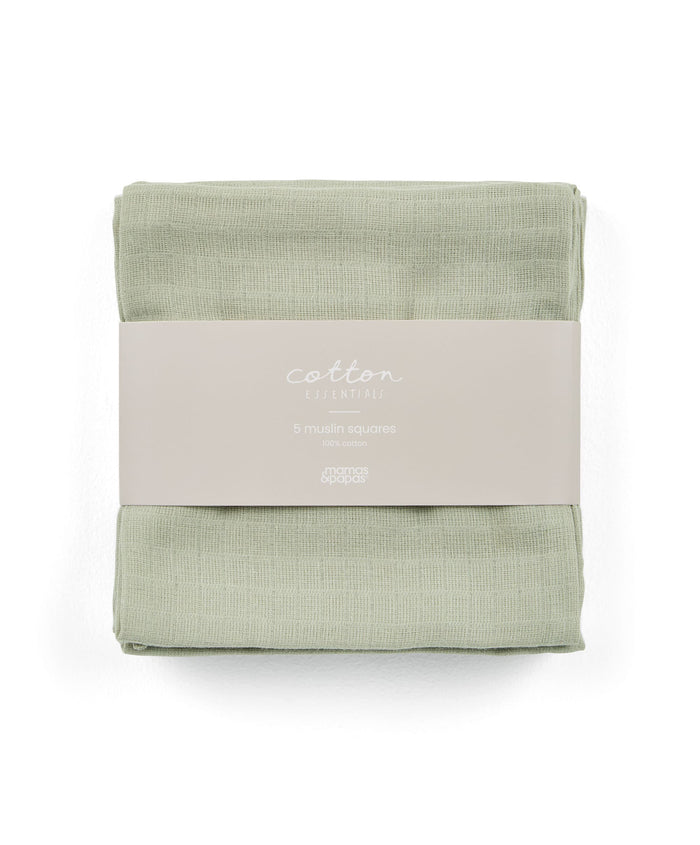 Mamas & Papas Bibs & Muslins Muslin Squares (Pack of 5) - Sage Green