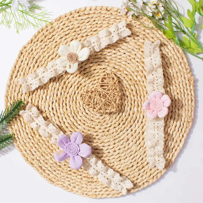 New Baby Hair Accessories Cute Flower Lace Elastic Headband for Infants Children's Fontanelle Protection