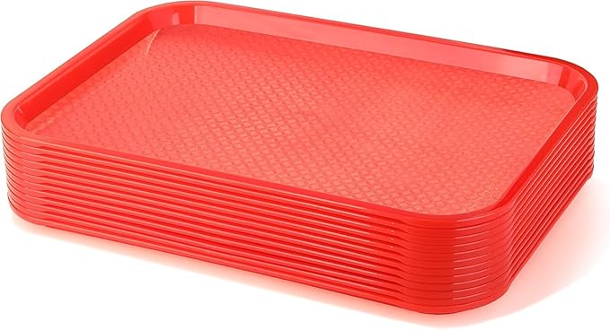New Star Foodservice Fast Food Tray, 12 x 16 Inch, Red, Set of 12