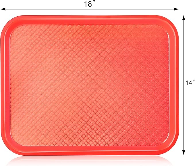 New Star Foodservice Fast Food Tray, 14 x 18 Inch, Red, Set of 12