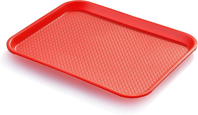 New Star Foodservice Fast Food Tray, 14 x 18 Inch, Red, Set of 12