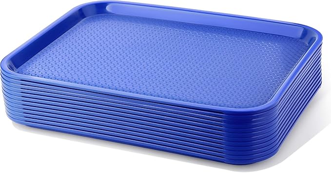 New Star Foodservice Fast Food Tray, Blue, 14 x 18 Inch, Set of 12