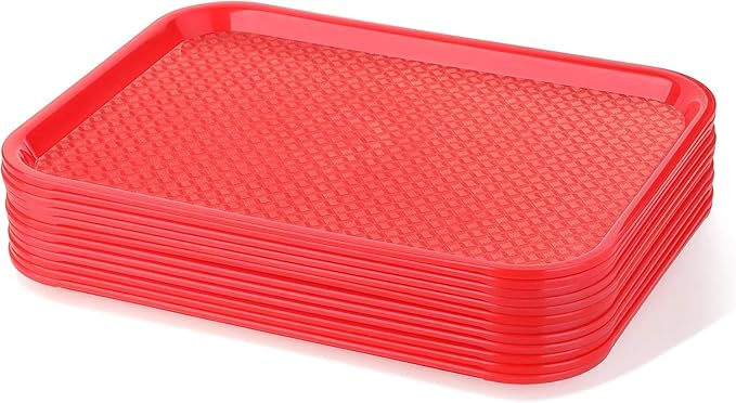 New Star Foodservice Fast Food Tray, Red, 10 x 14 Inch, Set of 12