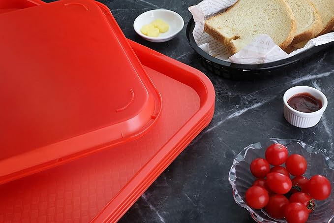 New Star Foodservice Fast Food Tray, Red, 10 x 14 Inch, Set of 12