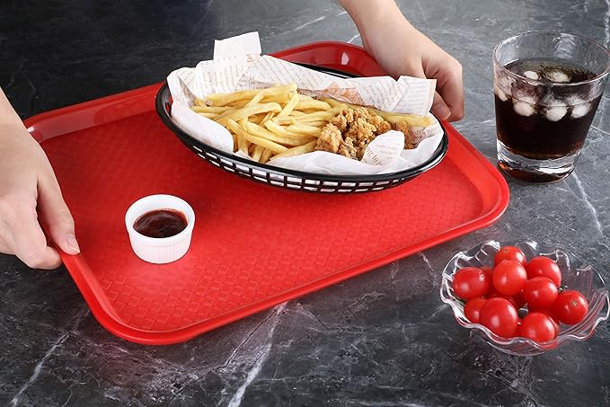 New Star Foodservice Fast Food Tray, Red, 10 x 14 Inch, Set of 12