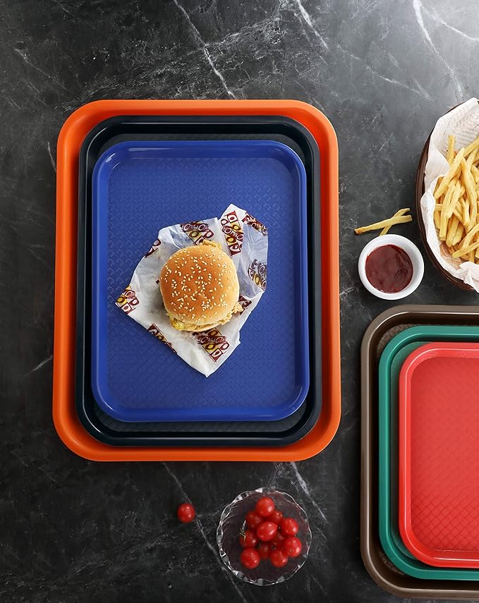 New Star Foodservice Fast Food Tray, Red, 10 x 14 Inch, Set of 12