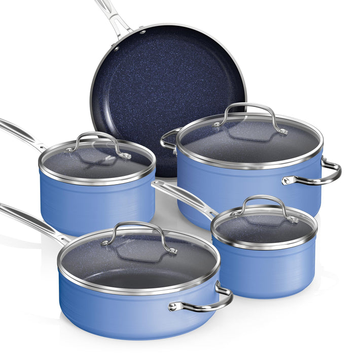 Nuwave Healthy Duralon Blue Ceramic Nonstick Coated 9pc Cookware Set