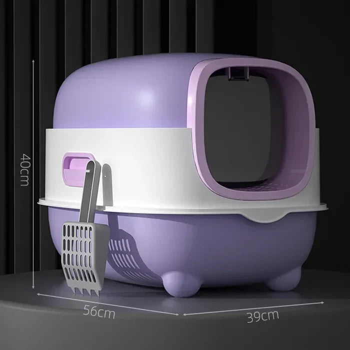 Oversized Cat Litter Box Fully Enclosed Pet Toilet Automatic Deodorizing Flip-top Cat Shit Basin