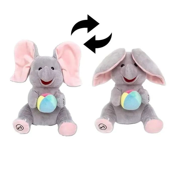 Peekaboo Elephant Plush Toy, Flappy Ears Sensory Baby Toy With Music, Soft Educational Learning Toy