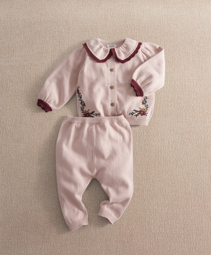 Mamas & Papas Outfits & Sets Pink Embroidered Knit Set (2 Pieces)