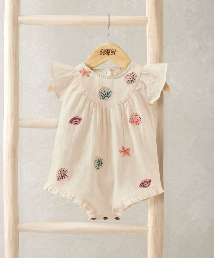 Mamas & Papas Rompers Pink Embroidered Romper
