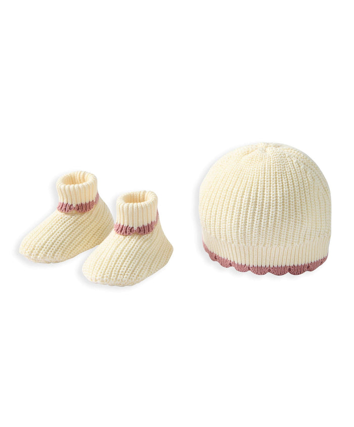 Mamas & Papas Hats & Booties Pink Knitted Hat & Booties