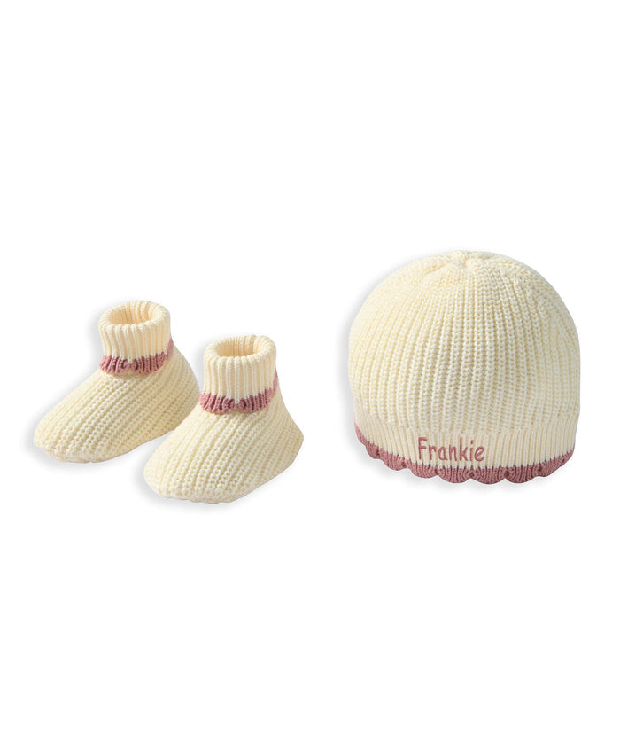 Mamas & Papas Hats & Booties Pink Knitted Hat & Booties
