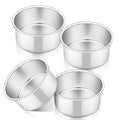 P&P CHEF 4 Inch Cake Pan Set of 4, Stainless Steel Round Cake Pans Tins