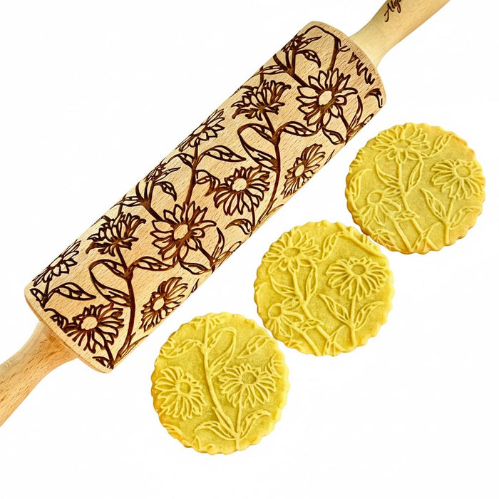 RAINFOREST embossing rolling pin with Tropical Pattern. Dough roller for embossed cookies and Pottery by Algis Crafts