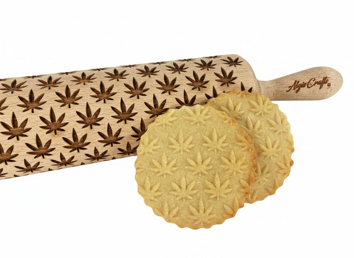 RAINFOREST embossing rolling pin with Tropical Pattern. Dough roller for embossed cookies and Pottery by Algis Crafts