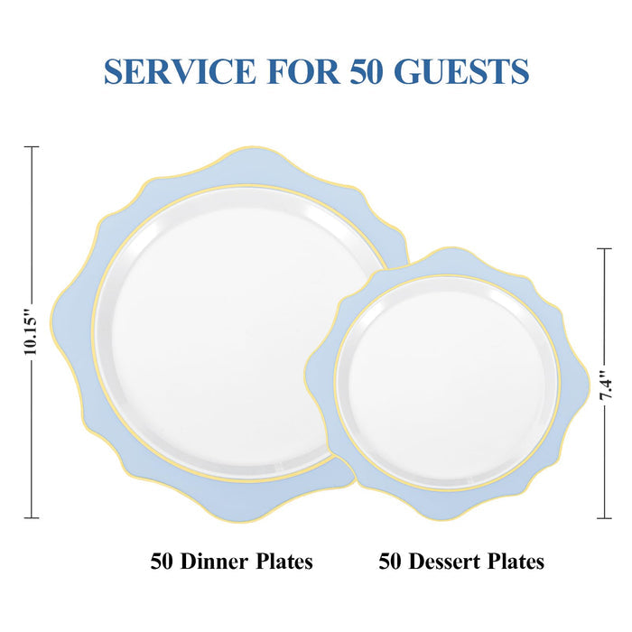 realluck 100Pcs Black Plastic Plates for 50 Guests