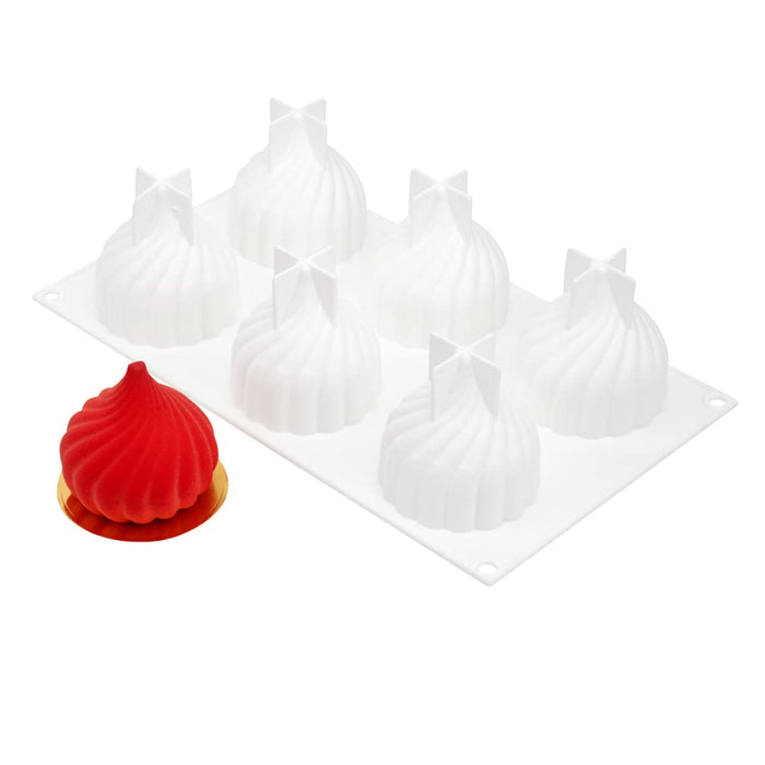 Restaurantware-Pastry Tek 6 Cavities Spiral Silicone Mold, 1 Oven-Ready Spiral Mold - Flexible, Freezable, White Silicone Spiral Jello Mold, Easy Release, For Baking