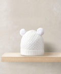 Mamas & Papas Hats & Booties Rib Knit Hat & Pom Poms - White