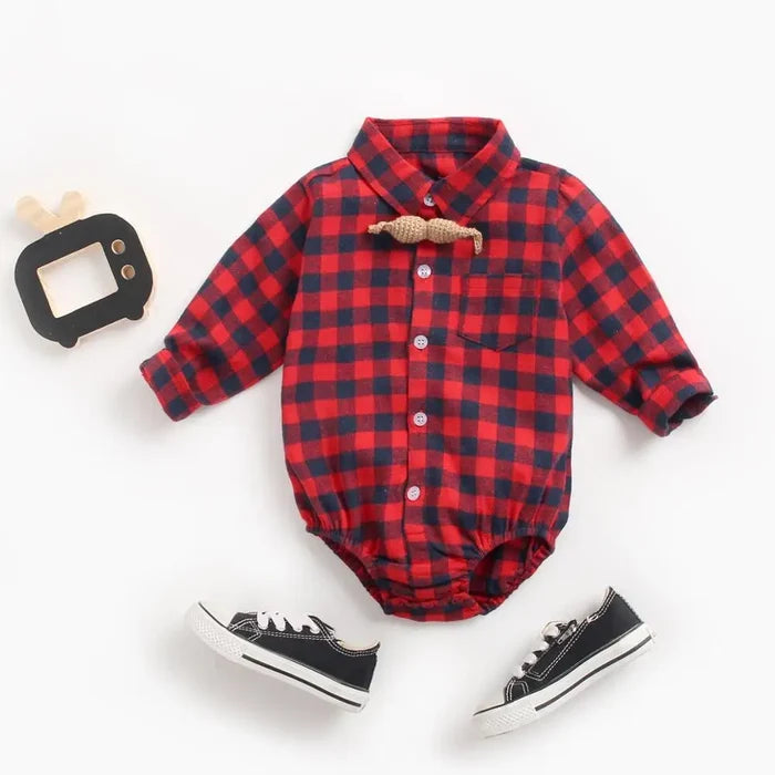 Sanlutoz Plaid Cotton Baby Boys Bodysuits Long Sleeve Baby Clothes Fashion Newborn Bodysuit for Boy