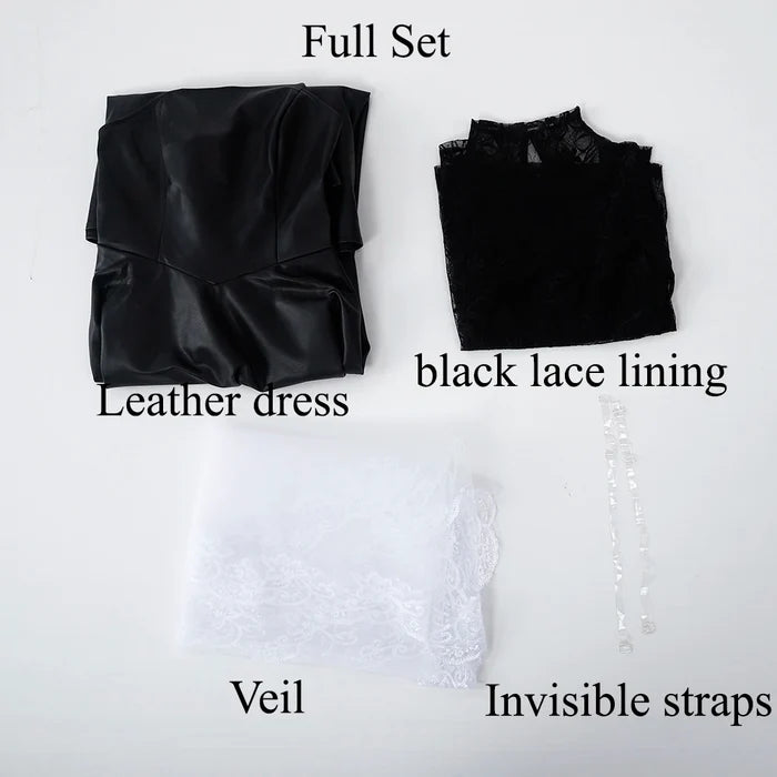 SBluuCosplay Osaragi Cosplay Costume Black Stretch Leather Dress R-Quality Christmas Halloween Cosutme