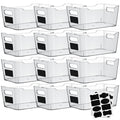 ShelfShaper Clear Plastic Storage Bins with Labels and Marker, Perfect for Kitchen Organization or Pantry Organization and Storage, Medium Fridge Organizer and Cabinet Organizers Storage Bins