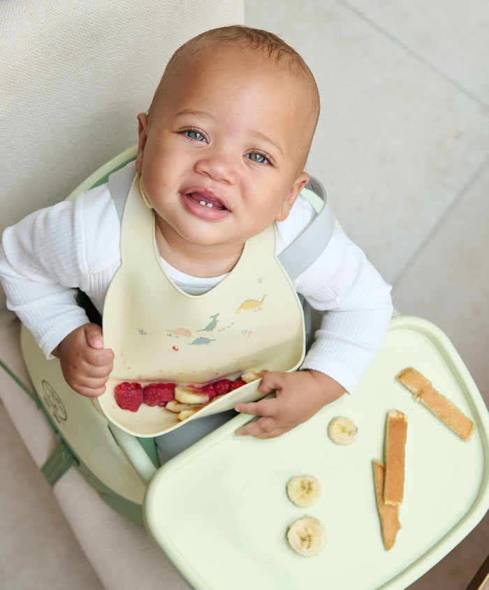 Mamas & Papas Baby Weaning Silicone Bibs (2 Pack) - Dino Teal