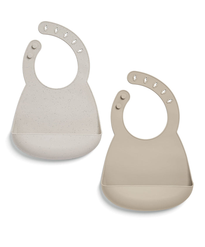 Mamas & Papas Baby Weaning Silicone Bibs (2 Pack) – Neutral Speckle