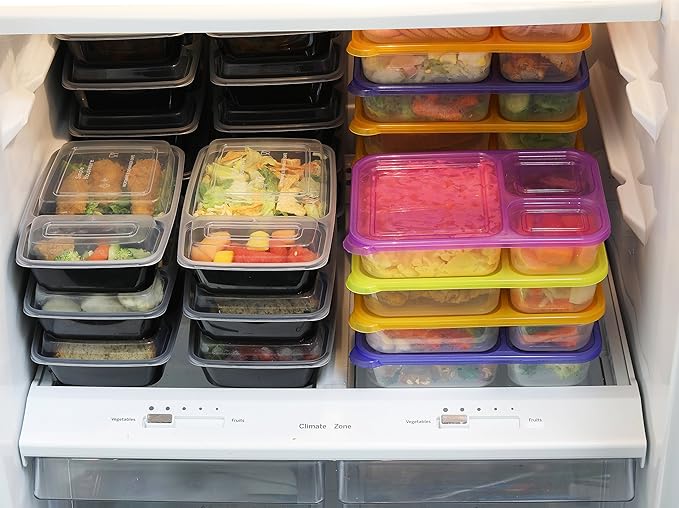 Simple Houseware 16 Pack 36-oz 3-Compartment Meal Prep Container, BPA-Free
