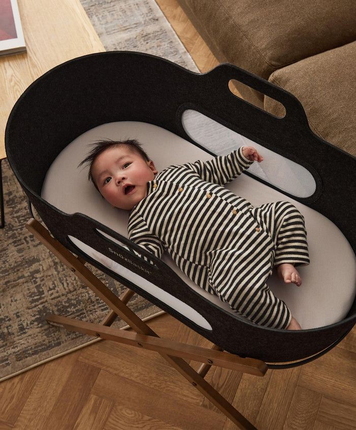 Snuz SnuzBaskit Moses Basket & Stand - Graphite/Walnut