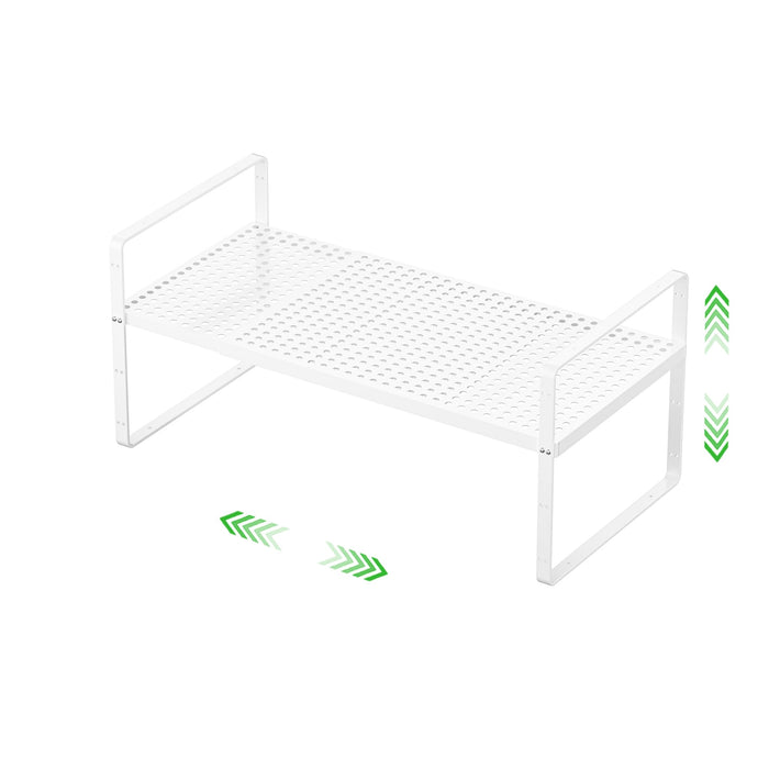 SOFRON Expandable Storage Shelf, Stackable Organizer Rack, White Large 3 PK