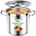 Stainless Steel Stock Pot，20QT Large Stock Pot with Lid for Boiling Cooking Soup Stew Canning, Heavy Duty Tri-Ply Bottom for Boiling Cooking Soup Stew Canning Cooking Pots, Cookware Sauce Pots