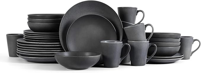 Stone Lain Grao Stoneware 32-Piece Dinnerware Set, Green