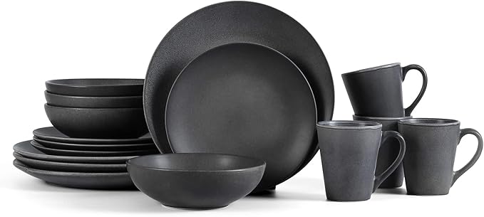 Stone Lain Grao Stoneware 32-Piece Dinnerware Set, Green