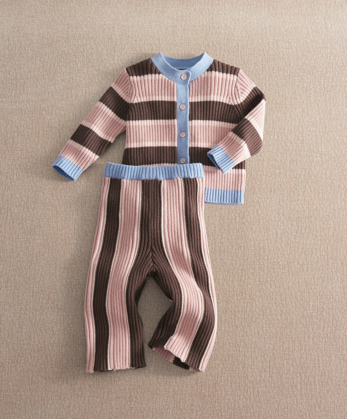 Mamas & Papas Outfits & Sets Stripe Cardigan & Knitted Wide Leg Trousers