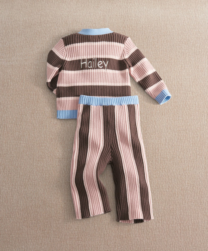 Mamas & Papas Outfits & Sets Stripe Cardigan & Knitted Wide Leg Trousers