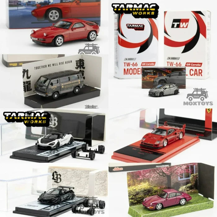 Tarmac Works 1:64 928S GR T3 Van 720S F40 GTE RS Diecast Model Car