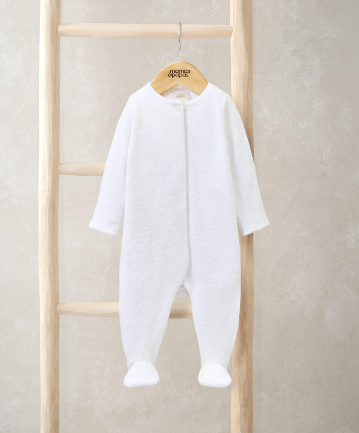 Mamas & Papas All-in-Ones & Bodysuits Textured Velour All In One – White