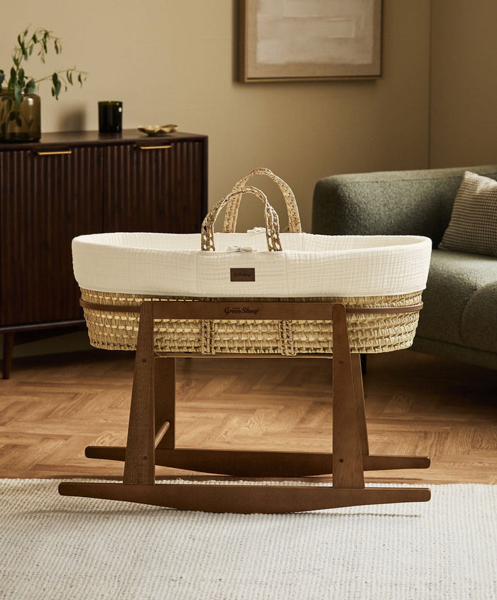 Snuz The Little Green Sheep Moses Basket Rocking Stand - Walnut