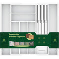 TIOPGHAD Expandable Bamboo Silverware Drawer Organizer Tray, Grayish Green