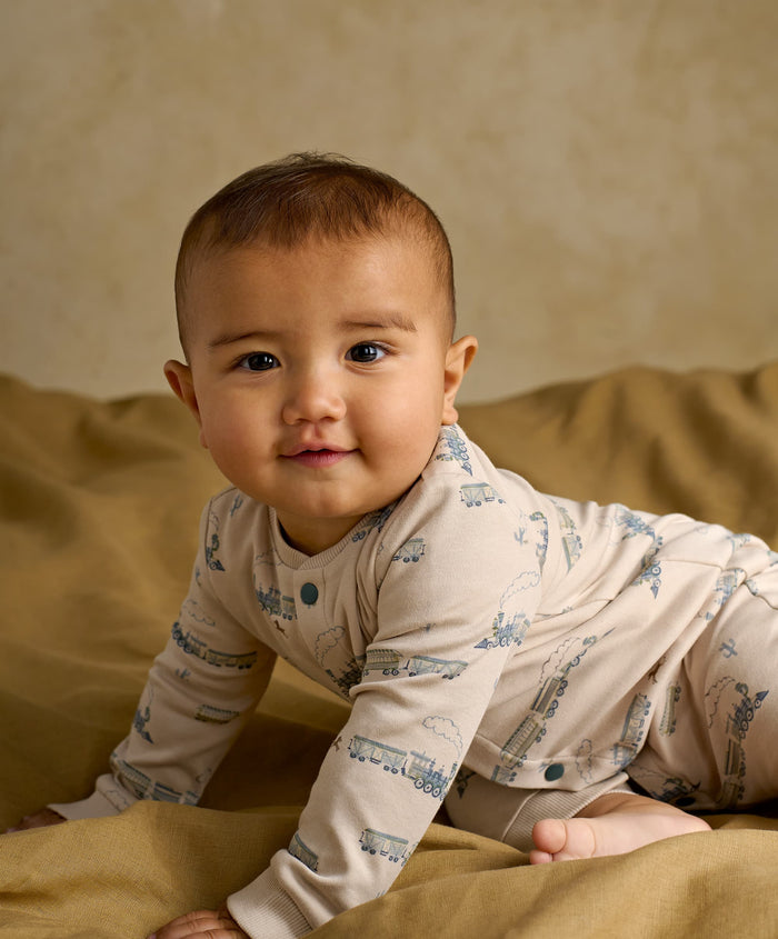 Mamas & Papas Rompers Train Long Sleeve Romper