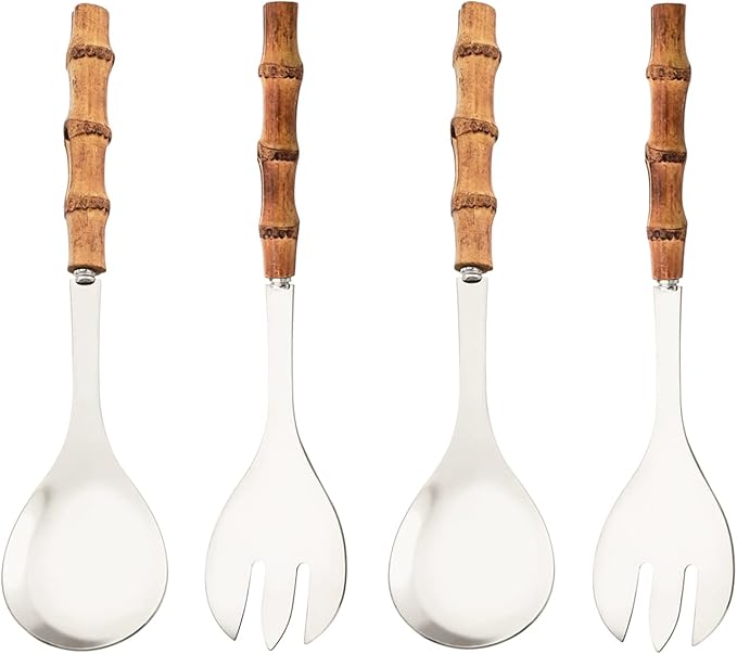 Uniturcky 8 PCS Small Fork, 6.3 Inches Stainless Steel Dessert Forks with Bamboo Handle, Kitchen Flatware Cutlery Set, Use for Tasting Cakes Fruits and Appetizer, Mirror Polished