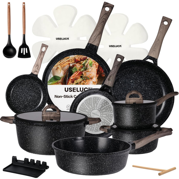 USELUCK 22-Piece Ceramic Cookware Set, Nonstick Pots and Pans Set